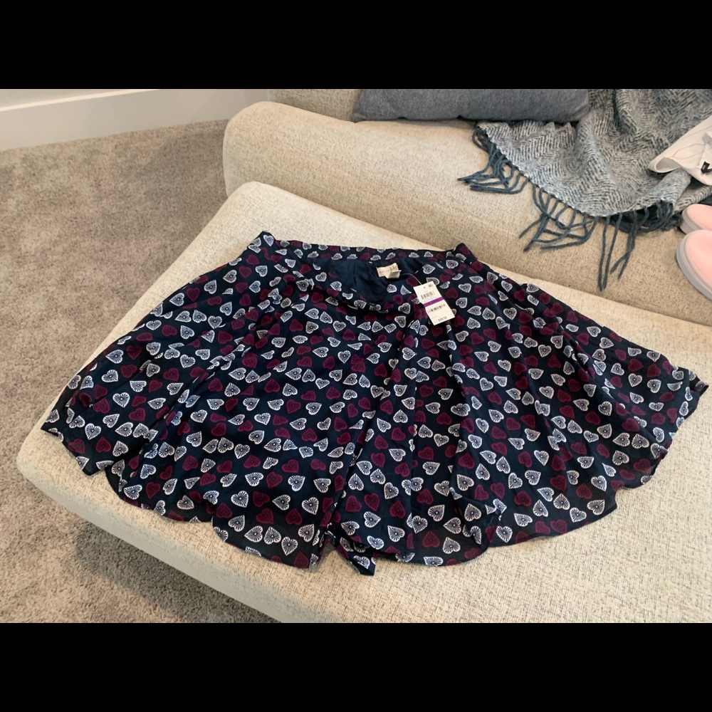MAISON JULES NAVY BLUE HEART SKIRT